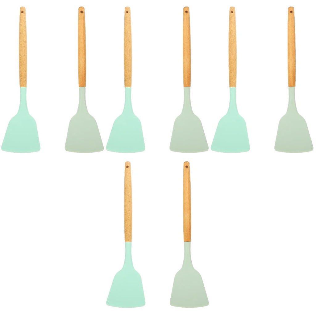 8-Piece Silicone Cooking Utensil Set with Wood Handles, Scratch Resistant, Kitchen Tools for Home