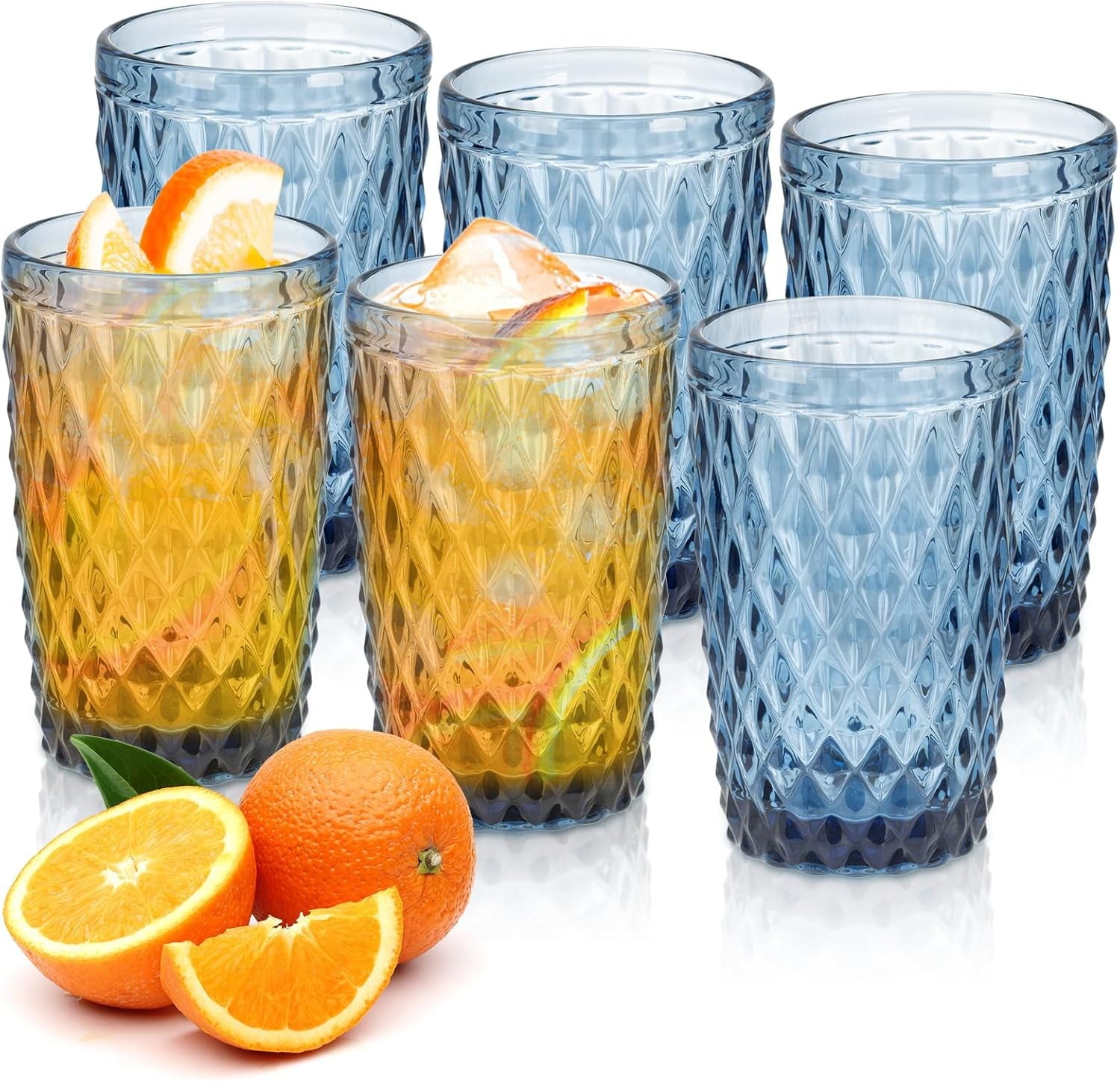 Vintage Drinking Glass Set of 4,12 oz Embossed Floral Drinkware Set,Green Drinking Glasses Cups Wine Glasses Colored Glassware for Whisky,Beer,Juice,Cocktail,Heavy Duty