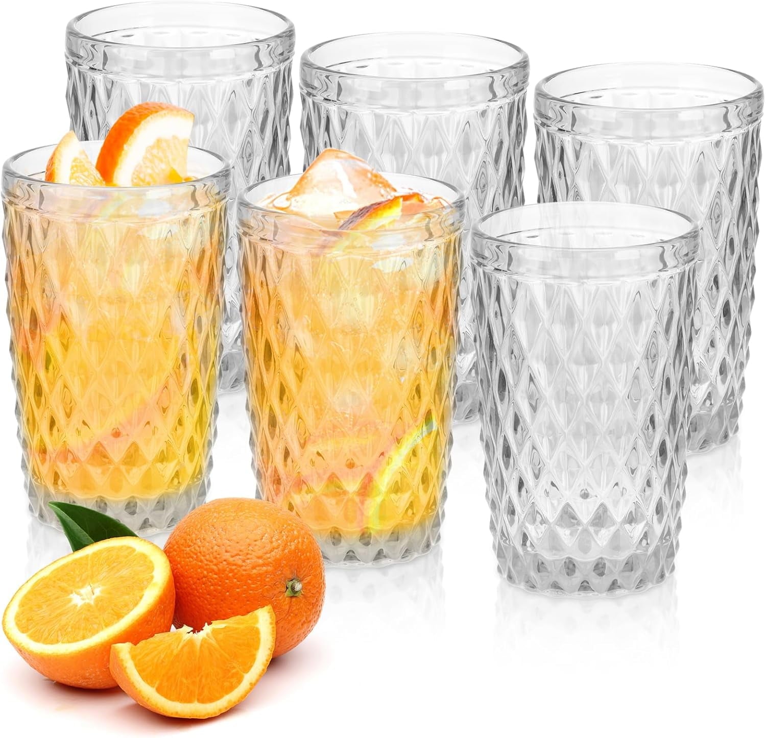 Vintage Drinking Glass Set of 4,12 oz Embossed Floral Drinkware Set,Green Drinking Glasses Cups Wine Glasses Colored Glassware for Whisky,Beer,Juice,Cocktail,Heavy Duty