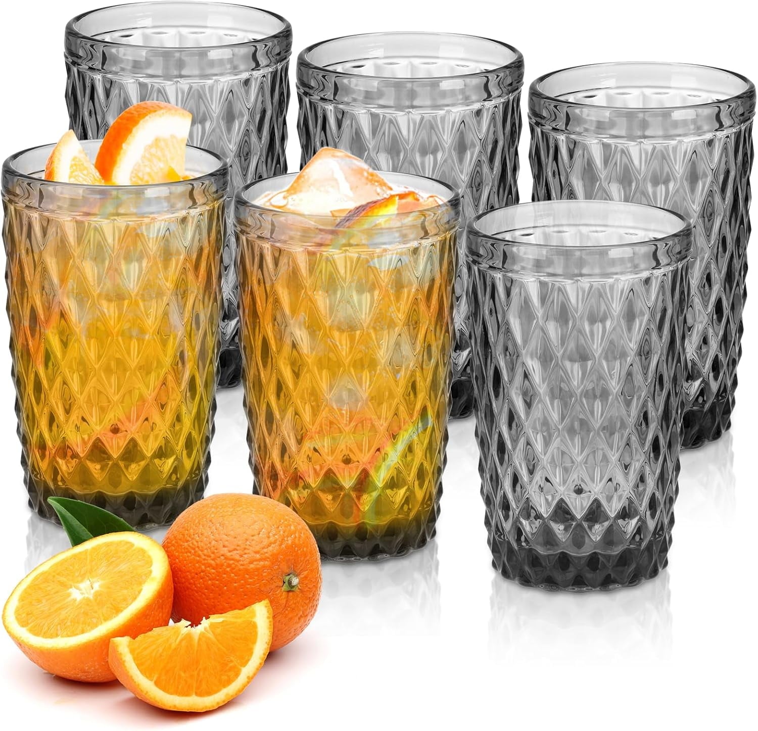 Vintage Drinking Glass Set of 4,12 oz Embossed Floral Drinkware Set,Green Drinking Glasses Cups Wine Glasses Colored Glassware for Whisky,Beer,Juice,Cocktail,Heavy Duty