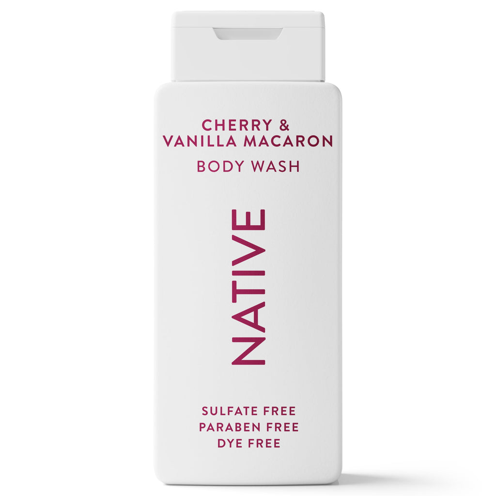 Body Wash, Cherry &amp; Vanilla Macaron, Sulfate Free, Naturally Derived Ingredients, 24hr Freshness, for Women &amp; Men, 18 fl oz