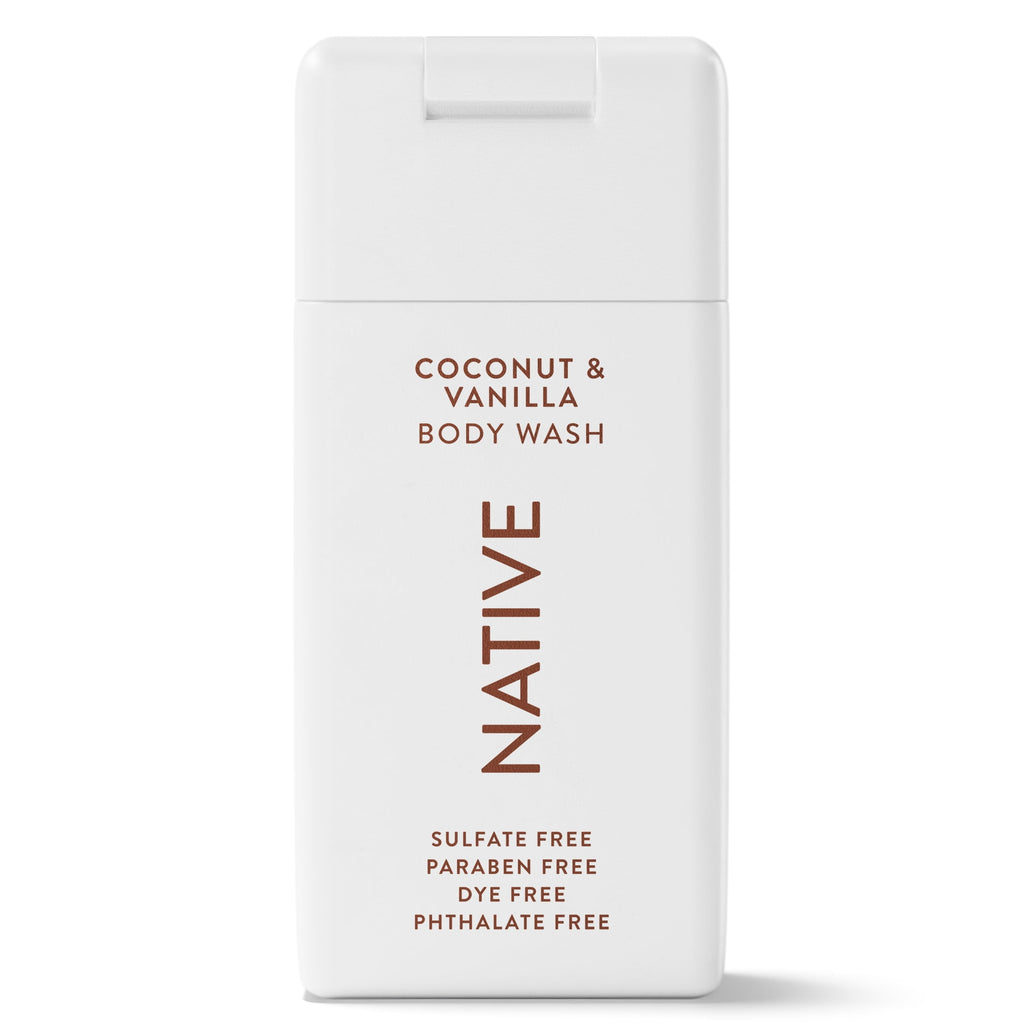 Body Wash, Sulfate Free, Coconut &amp; Vanilla, for Women and Men, Travel Size 3 oz