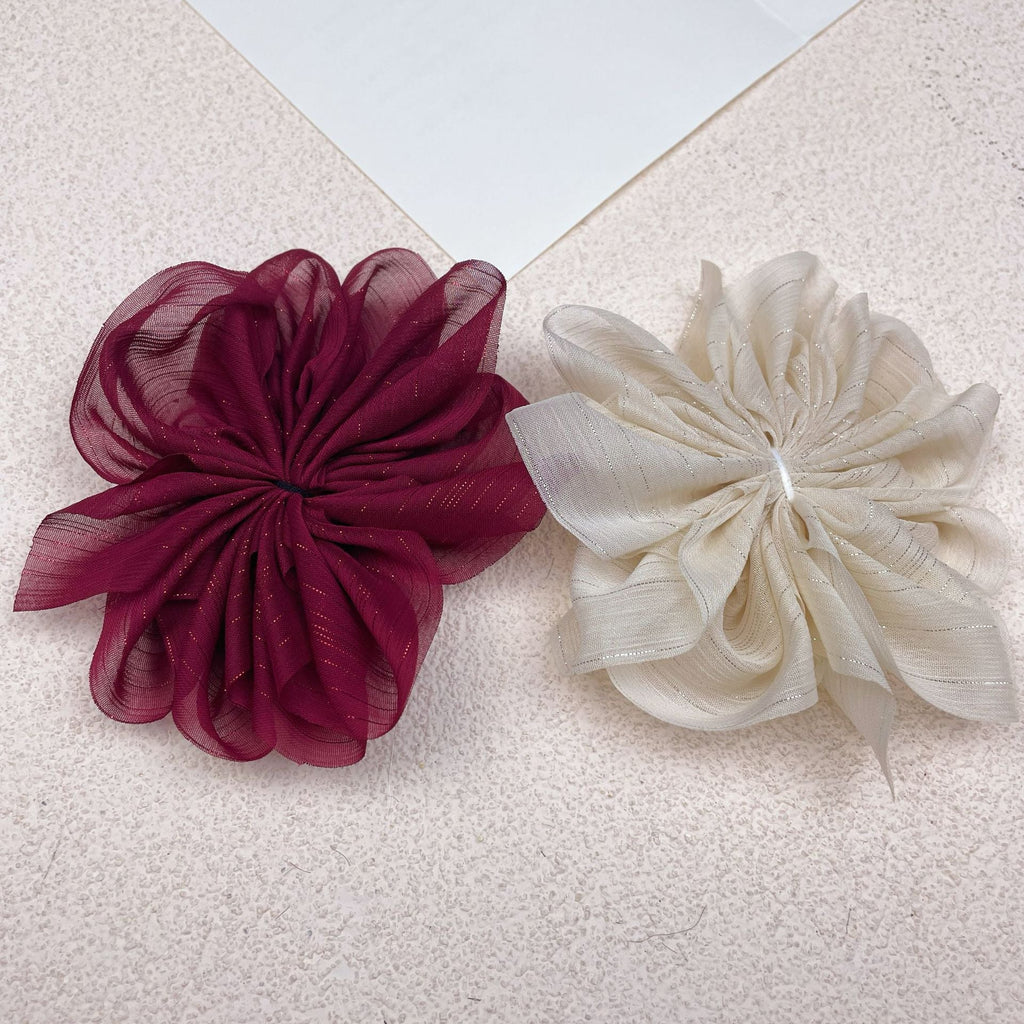 Glitter Mesh Flower Hair Clip