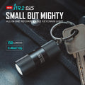 i1R 2 EOS 150 Lumens Tiny Rechargeable Keychain Flashlight EDC Mini LED Keyring Light with Built-in Battery for Camping Hiking Dog Walking etc (Black)