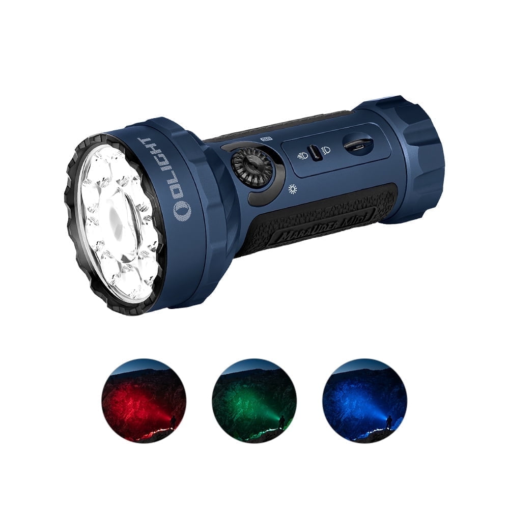 Marauder Mini 7,000 Lumens Bright Flashlight with 600 Meters Beam Distance, Powerful RGB Lights, Magnetic Rechargeable for Outdoors Work, Hunting, and Searching(Midnight Blue)