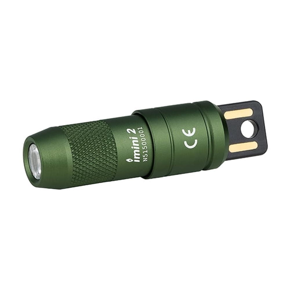 IMINI 2 EDC Rechargeable Flashlight 50 Lumens Compact and Portable Mini Light for Everyday Carry and Emergencies (OD Green)