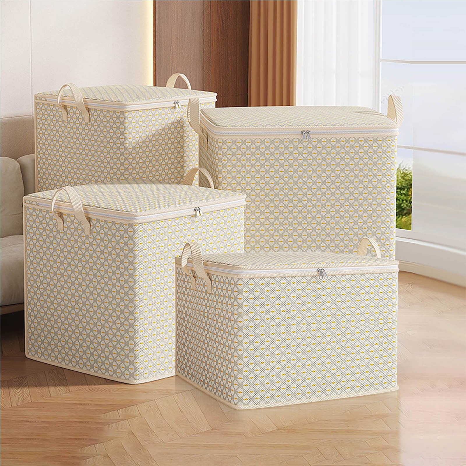 Clothes Storage Bins With Lids, Non-Woven Organizers Storage Containers With Reinforced Handles, Capacity Moving Bags for Home, Office, Clothing, 30L