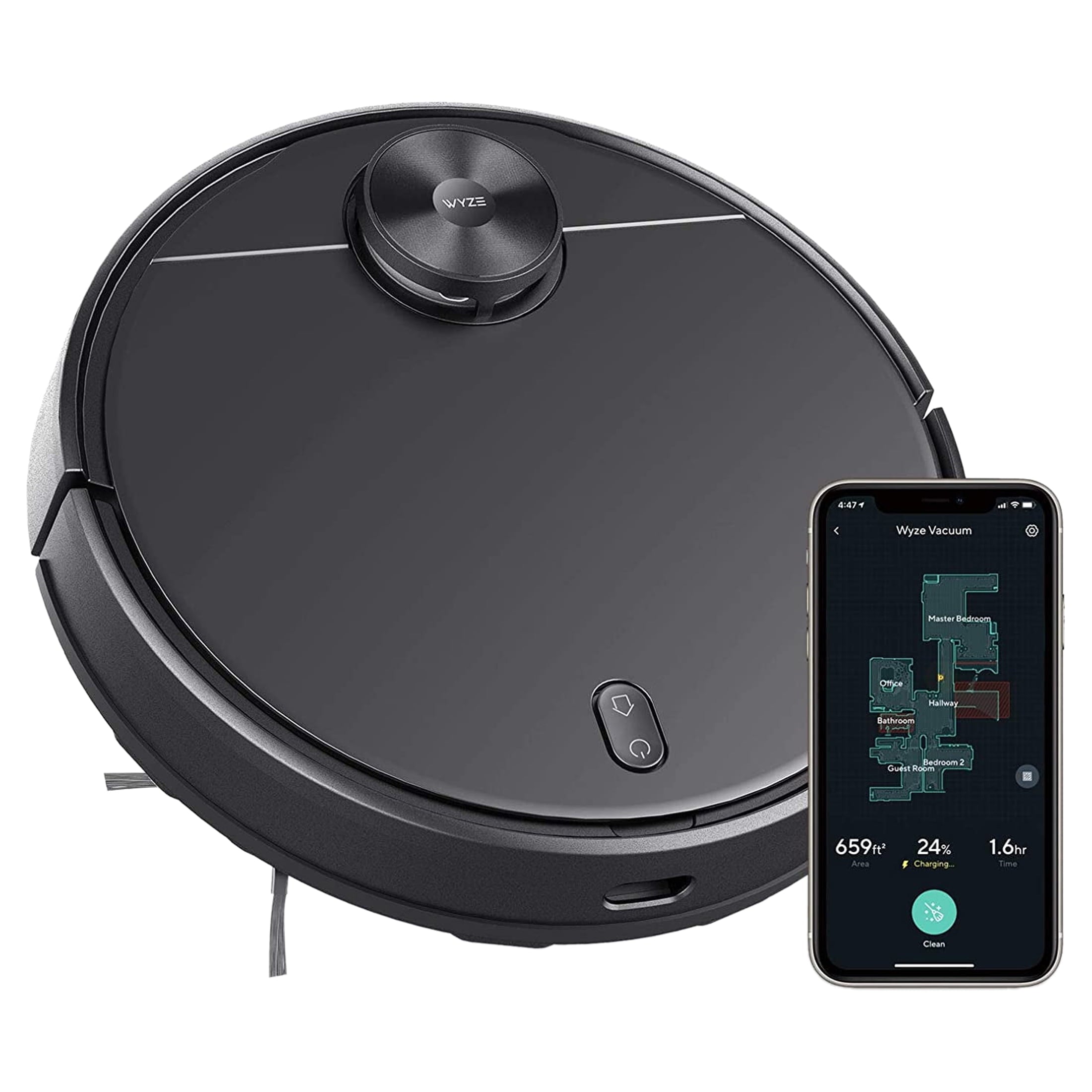 Wi-Fi Connected Robotic Vacuum with LiDAR Room Mapping, Ideal for Pet Hair, Hard Floors and Carpets