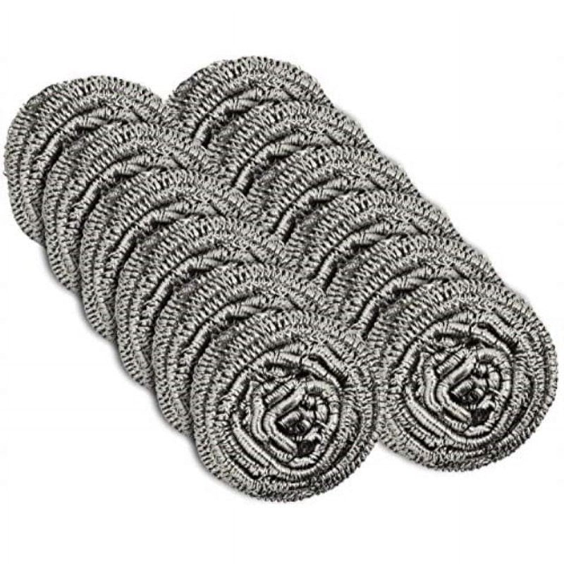 ScrubIt Scouring Pads, Heavy-Duty Stainless Steel Wool Dish Scrubbers for Kitchen Cleaning, 12 Count
