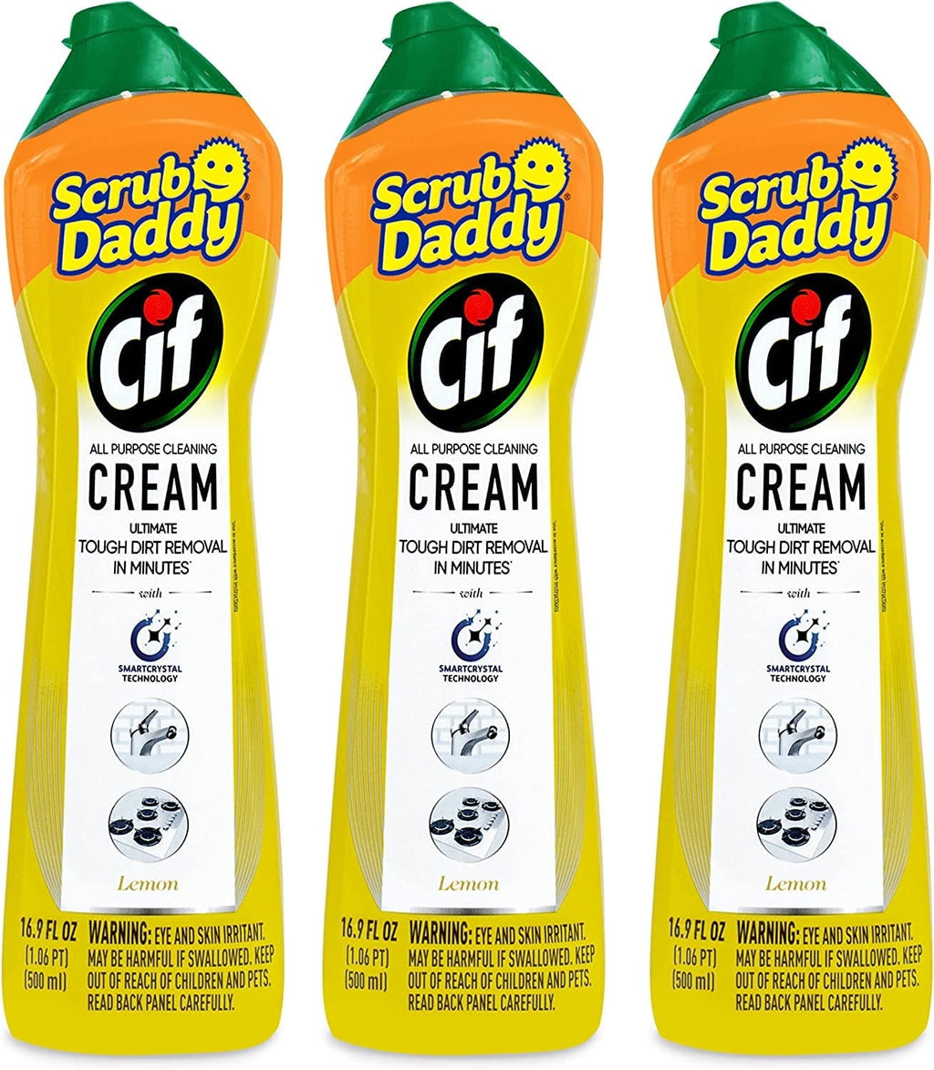 Cif All Purpose Cleaning Cream Multi-Surface Household Cleaner, Lemon Scent, 21 oz, 3 Count