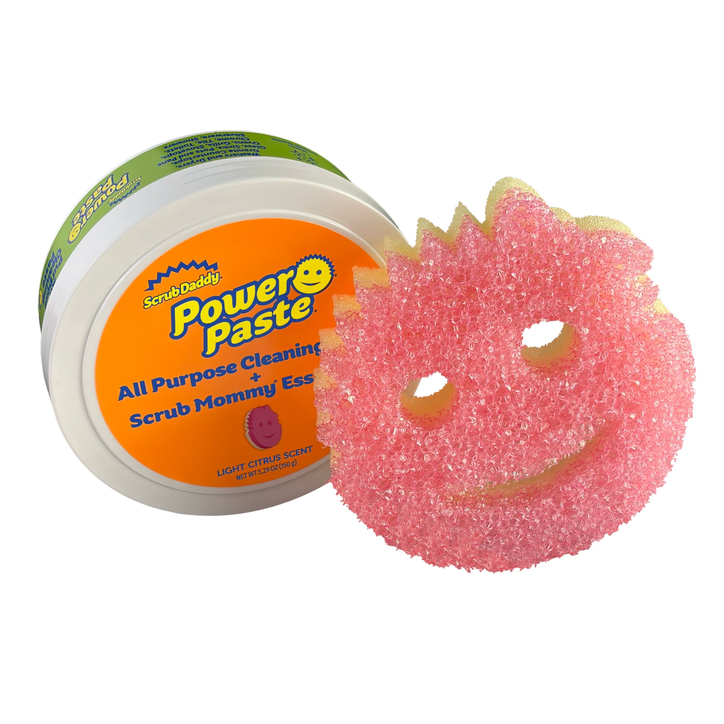 Scrub Daddy PowerPaste All-Purpose Cleaning Kit, Citrus Scent, with Scrub Mommy Essentials Sponge - Pasta de Limpieza Multiusos Aroma Ctrico, 5.29 oz