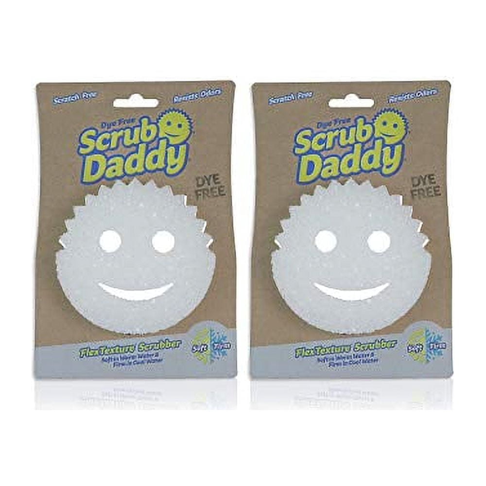 Scrub Daddy Sponge - Dye Free - Scratch-Free Scrubber for Dishes and Home, Odor Resistant, Soft in Warm Water, Firm in Cold, Deep Cleaning, Dishwasher Safe, Multi-use, 1ct (2 pack)