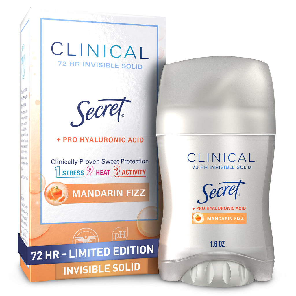 Clinical Antiperspirant Deodorant for Women, 100HR Sweat &amp; Odor Protection, Hyaluronic Acid, Invisible Solid, Stress Response, 2.6 oz