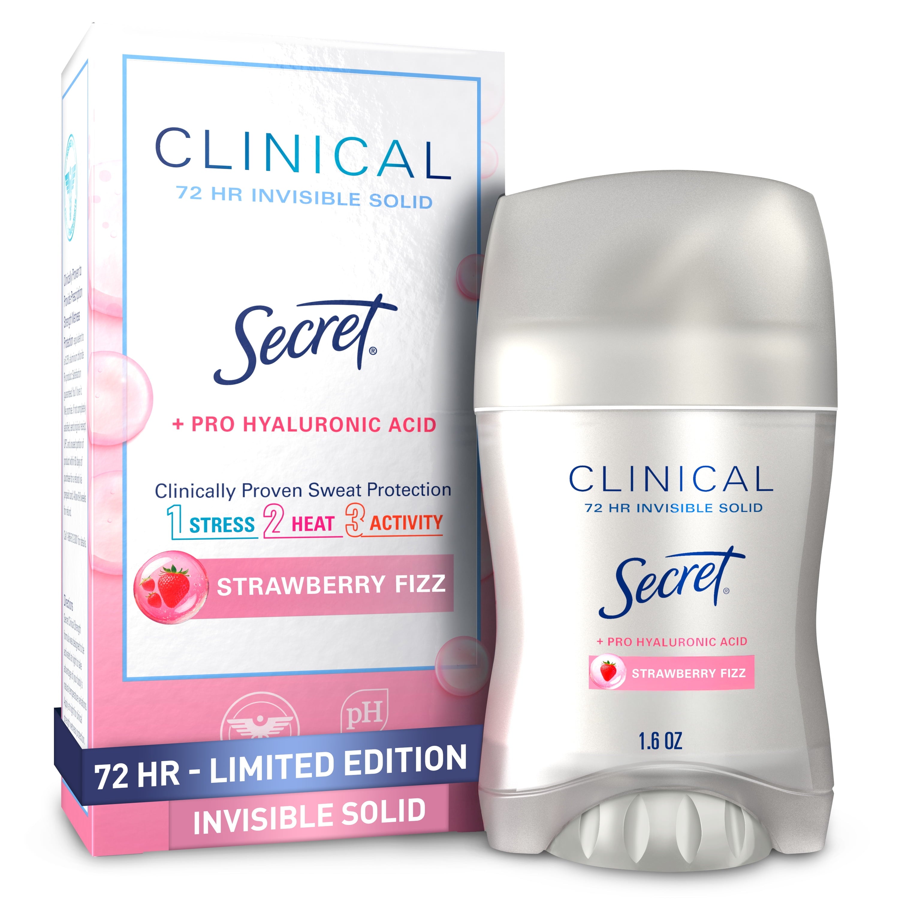 Clinical 72 HR Invisible Solid Antiperspirant Watermelon Fizz with Pro-Hyaluronic Power 1.6 oz