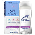 Clinical Antiperspirant Deodorant for Women, 100HR Sweat &amp; Odor Protection, Hyaluronic Acid, Invisible Solid, Clean Lavender, 2.6 oz