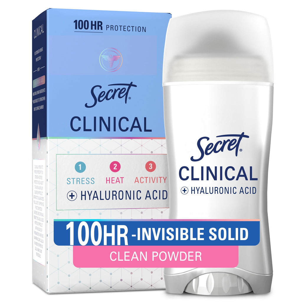 Clinical Invisible Solid Antiperspirant and Deodorant for Women Stick, Protecting Powder, 2.6 oz