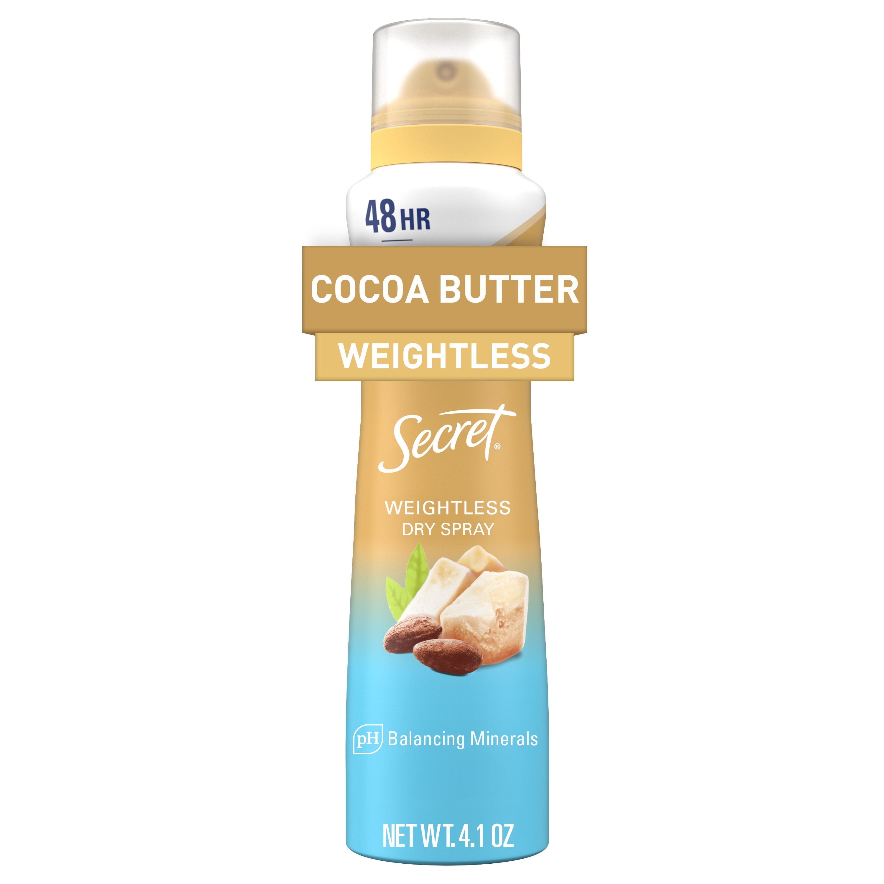 Weightless Dry Spray Antiperspirant &amp; Deodorant for Women, Cocoa Butter Scent, 4.1oz
