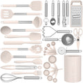 Silicone Cooking Utensils Set - Silicone Kitchen Utensils for Cooking, Kitchen Utensil Spatula Set,BPA FREE Kitchen Gadgets Tools for Non-Stick Cookware (Khaki)