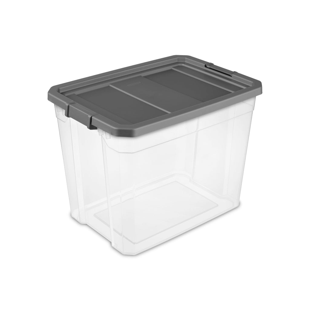 108 Quart Extra-Large Storage Bin, Clear Plastic Storage Container with Latch Lid, Dark Gray