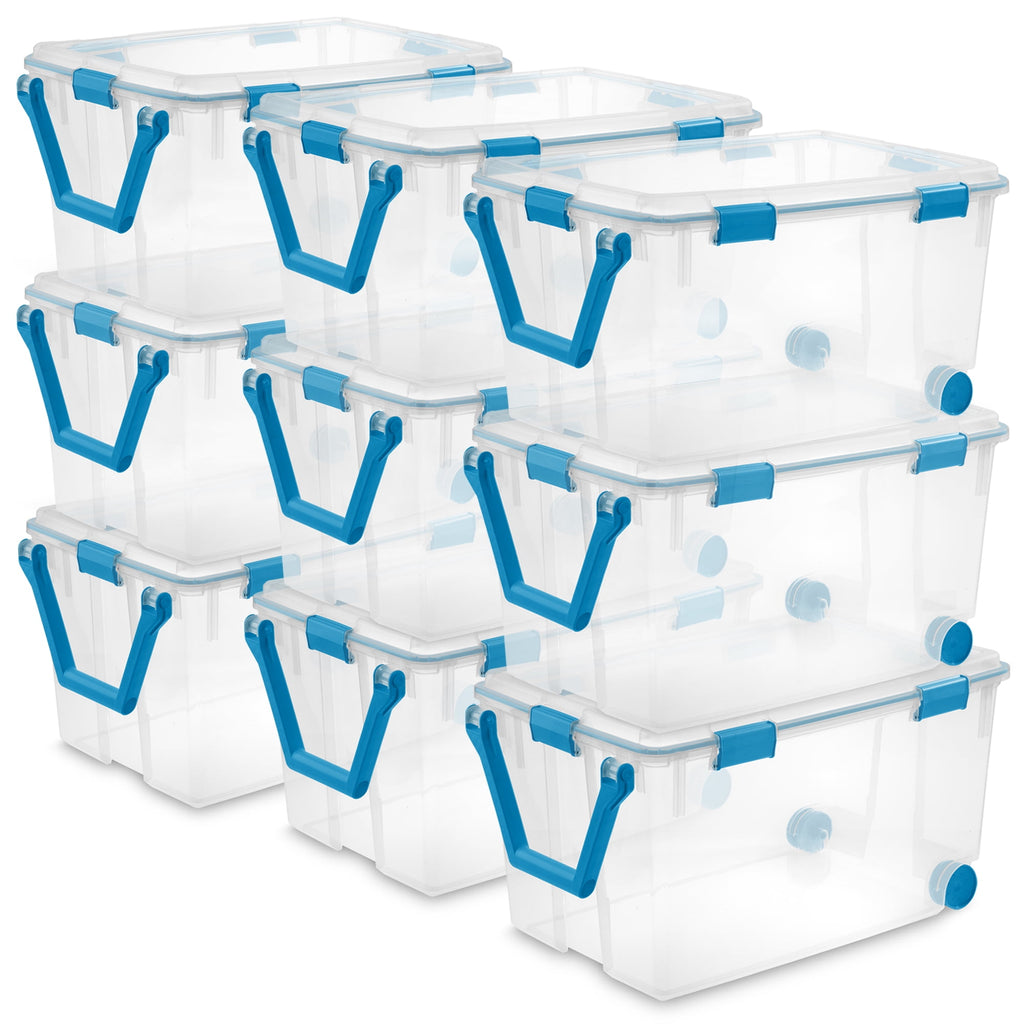 7.5 Quart Clear Plastic Storage Box with Latching Lids, (6 Pack)
