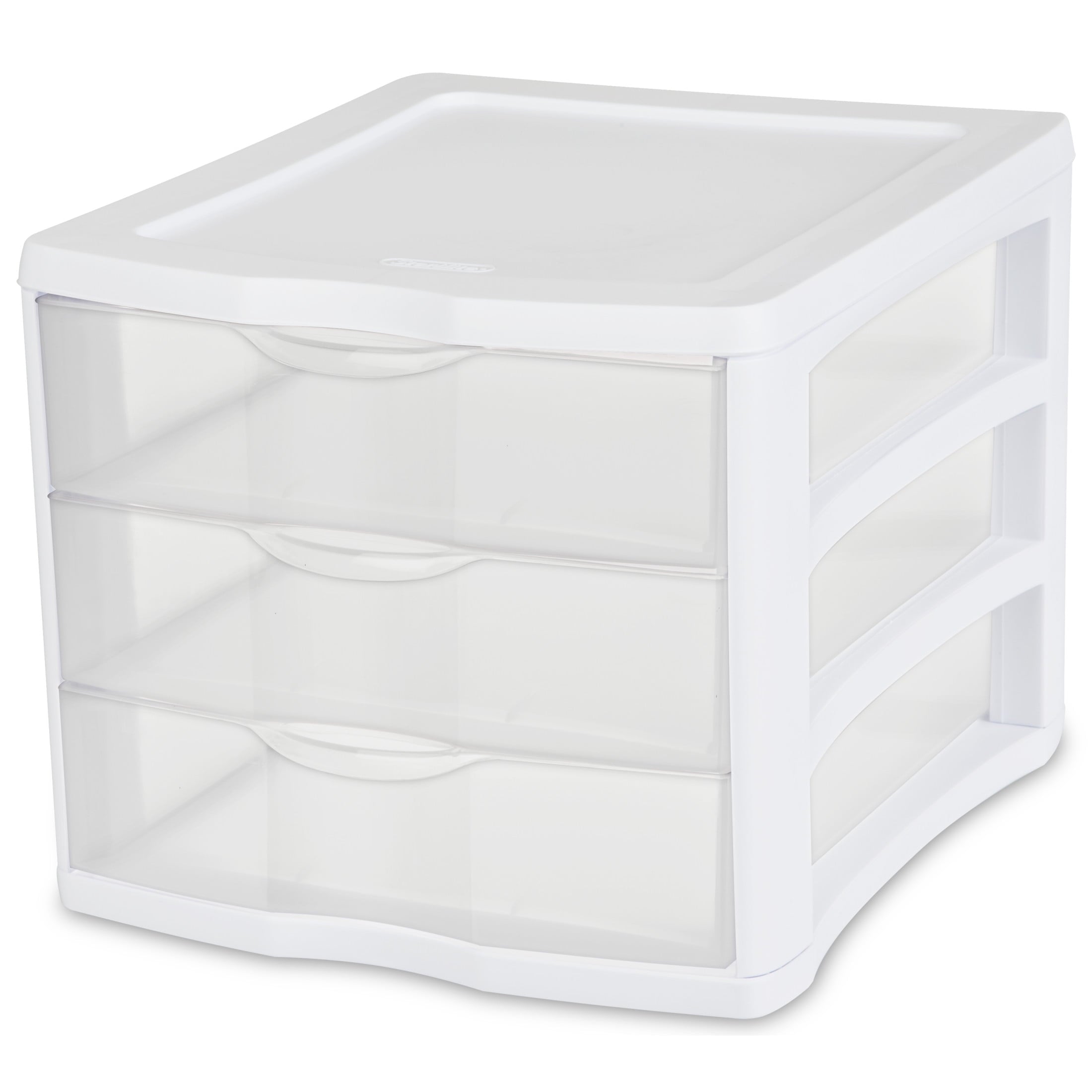 3 Drawer Unit, Clear Plastic Countertop or Desktop Storage Drawers, White