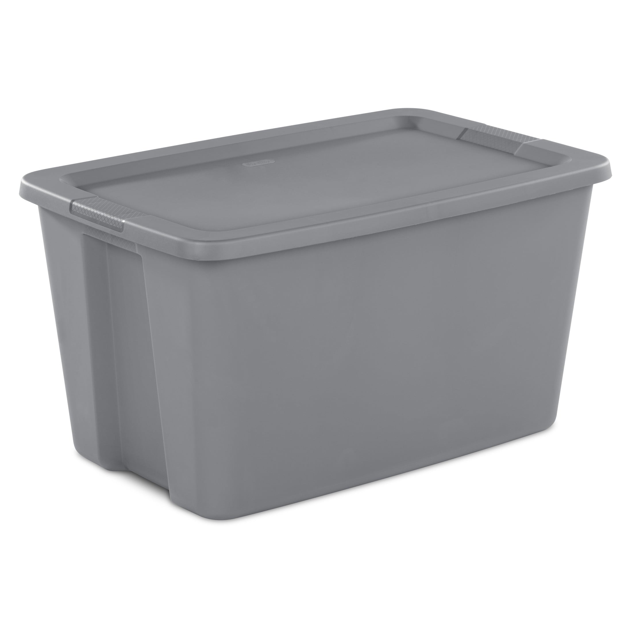 30 Gallon Extra-Large Storage Bin, Plastic Storage Container with Snap-On Lid, Gray