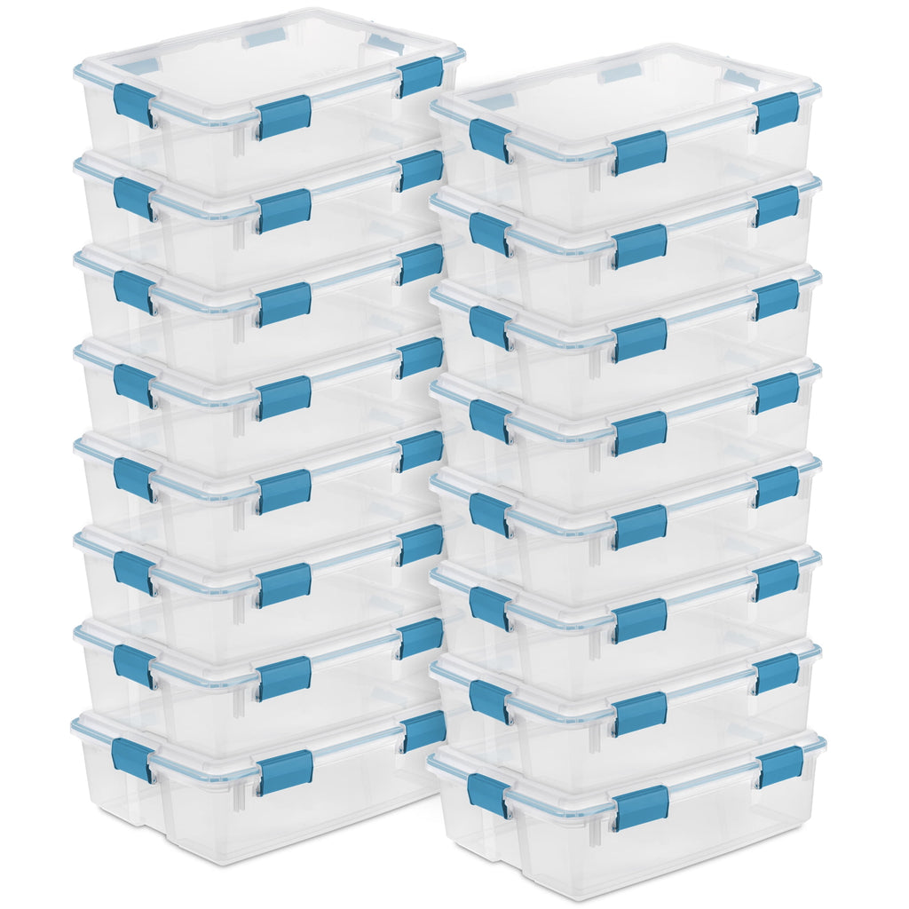 7.5 Quart Clear Plastic Storage Box with Latching Lids, (6 Pack)