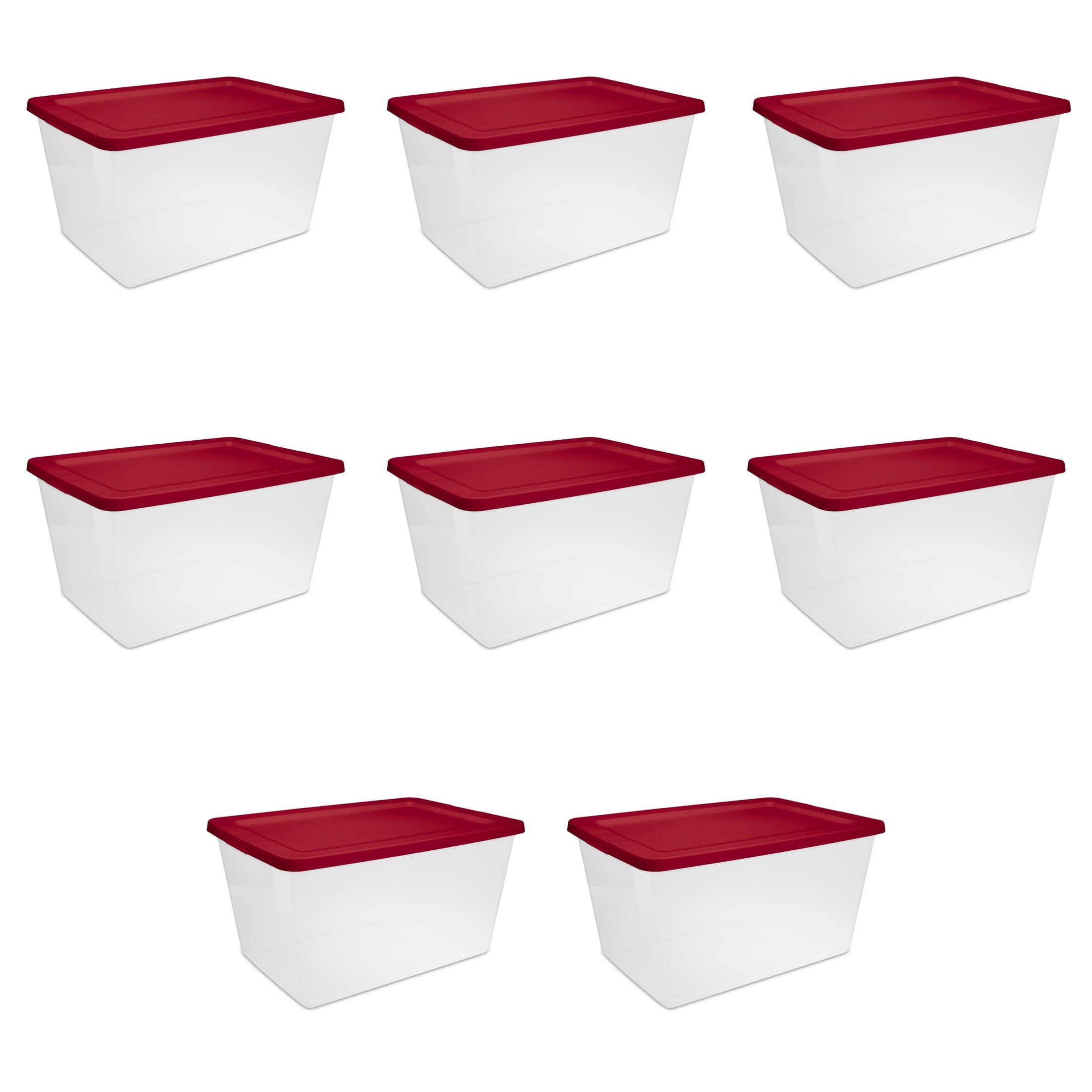 58 Quart Medium Storage Bin, Clear Plastic Storage Container with Snap-On Lid, White