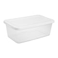 6 Quart Small Storage Bin, Clear Plastic Storage Container with Snap-On Lid, White