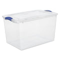 66 Quart Large Latching Storage Bin, Clear Plastic Storage Container with Latch Lid, Blue