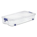 66 Quart Latching Underbed Wheeled Storage Bin, Clear Plastic Storage Container with Latch Lid, Blue