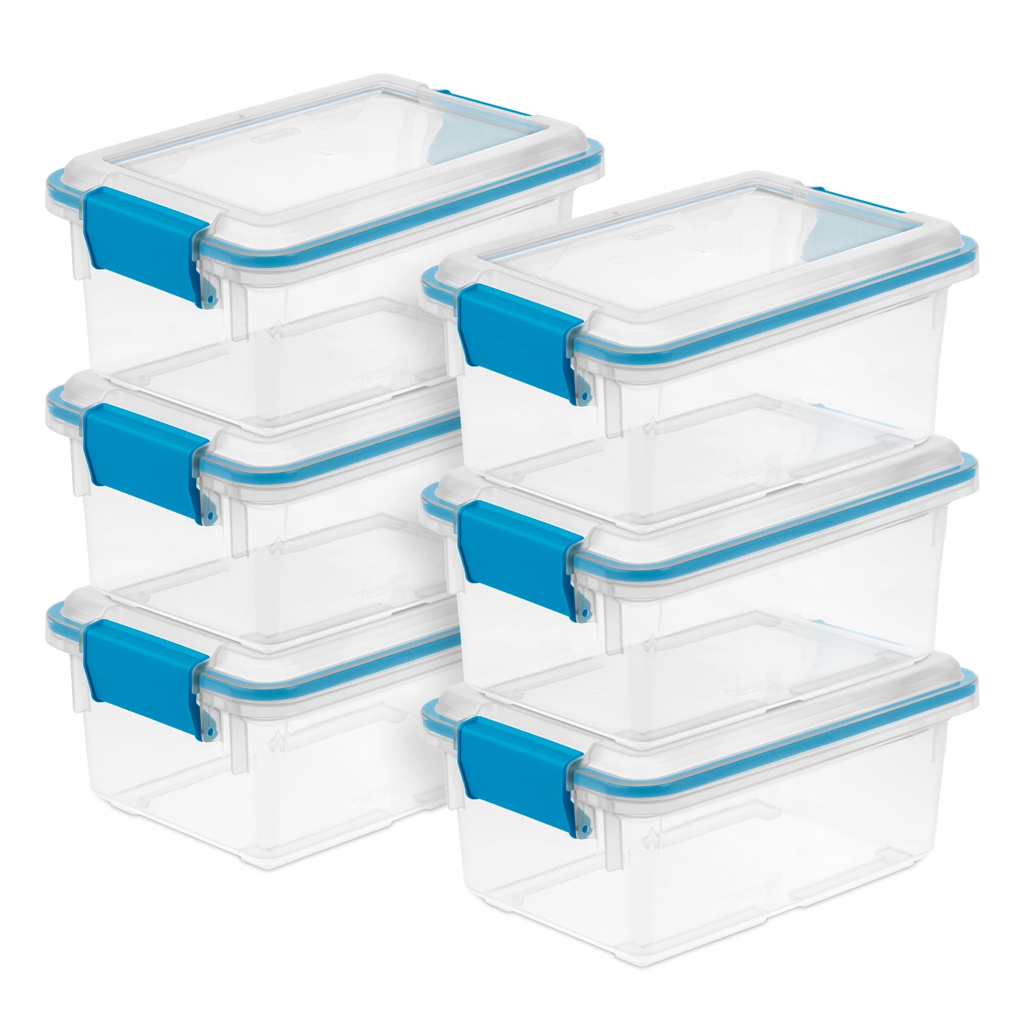 7.5 Quart Clear Plastic Storage Box with Latching Lids, (6 Pack)