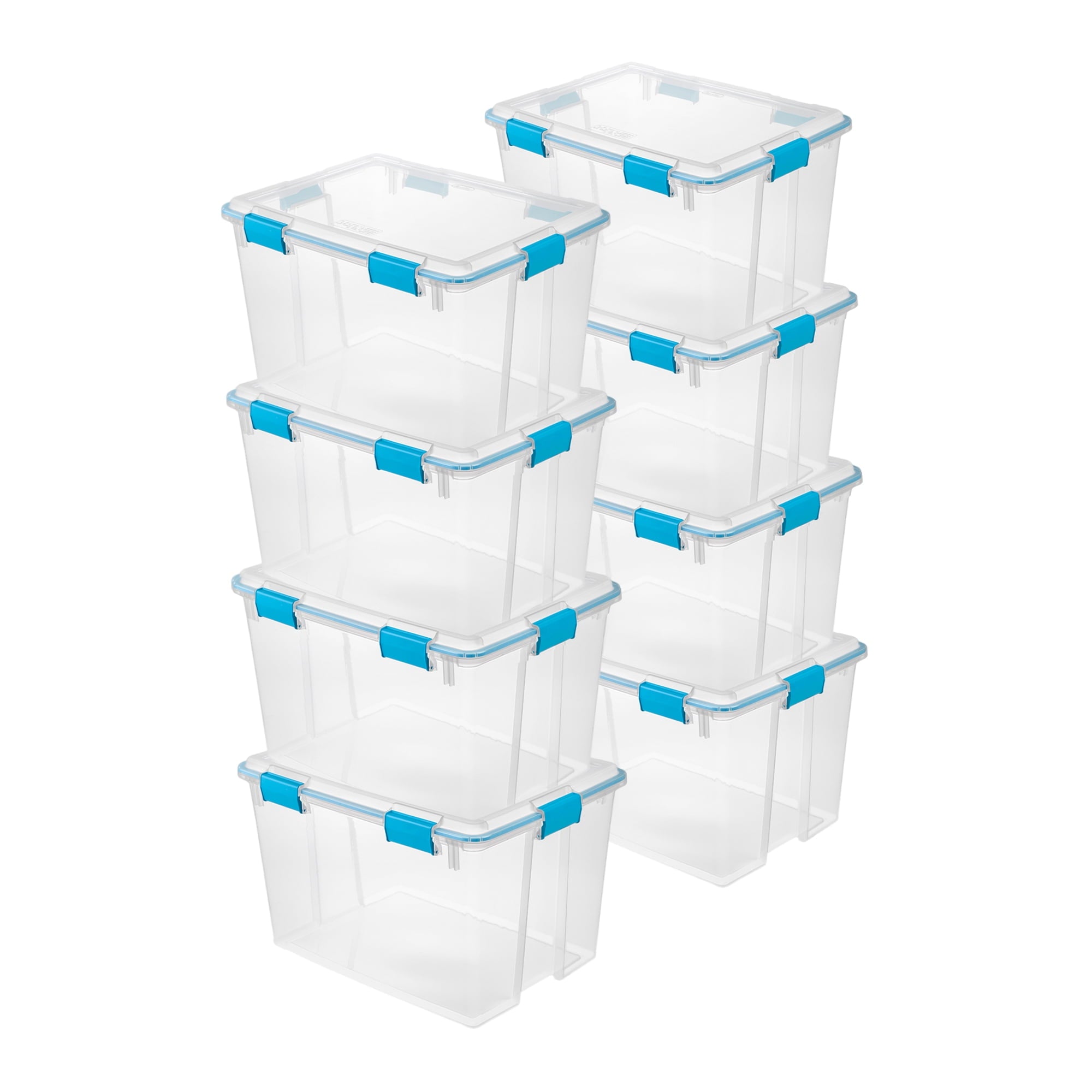 7.5 Quart Clear Plastic Storage Box with Latching Lids, (6 Pack)
