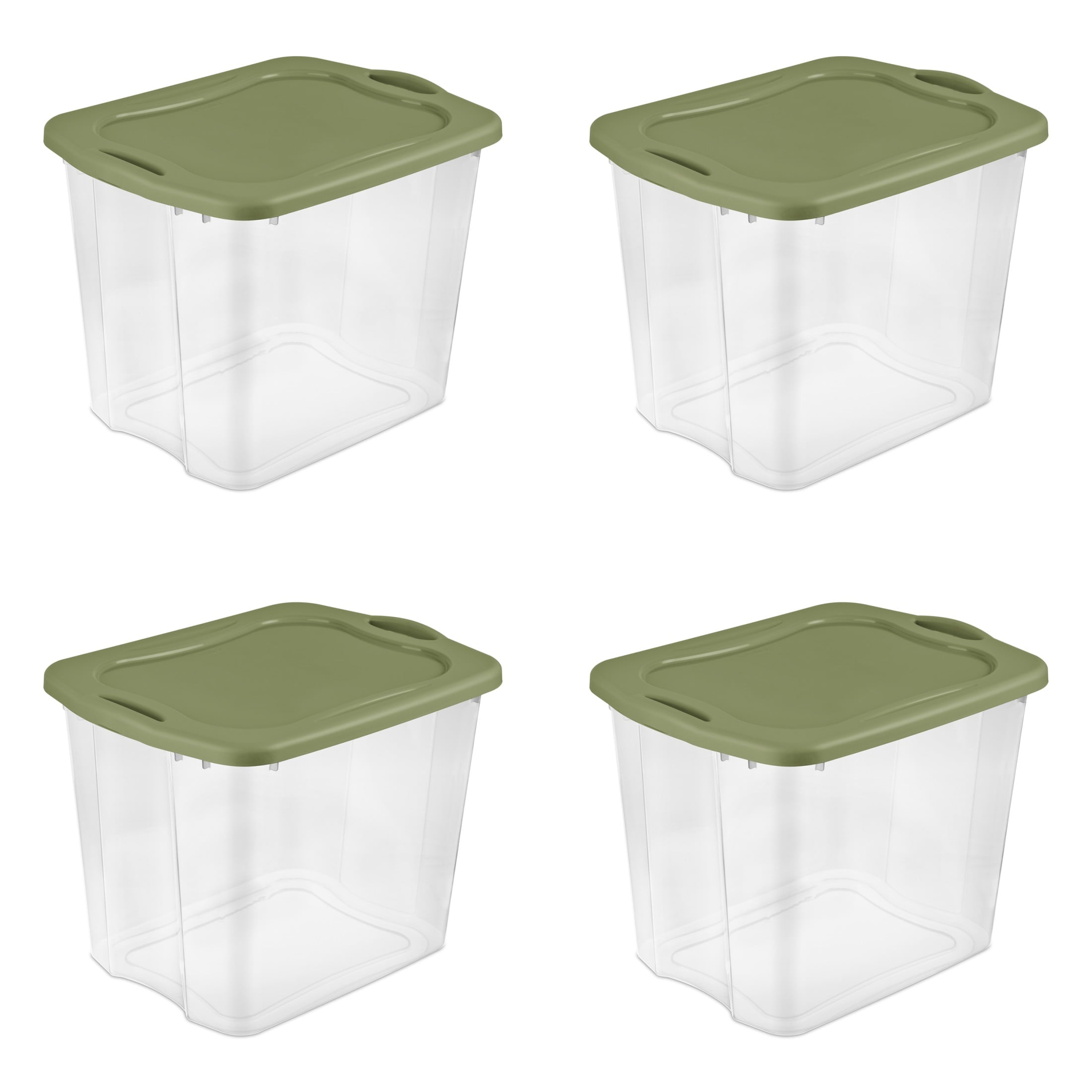 EZ Carry 95 Quart Extra-Large Storage Bin, Clear Plastic Storage Container with Full-Grip Handles, Green