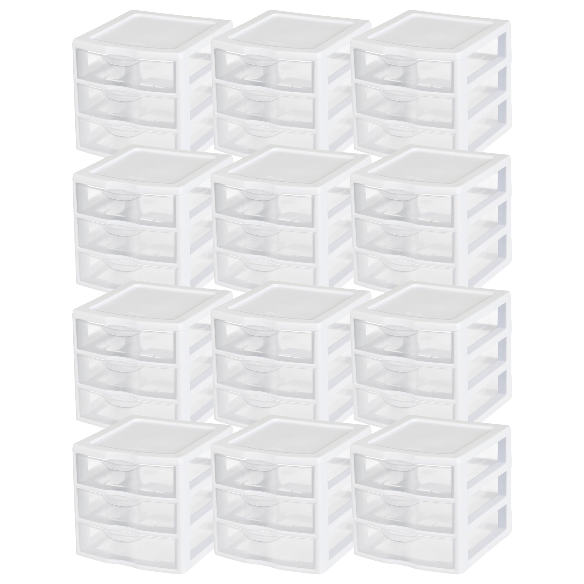 , 3 Drawer Clear Storage Bin, Desktop Drawer Storage Container, White