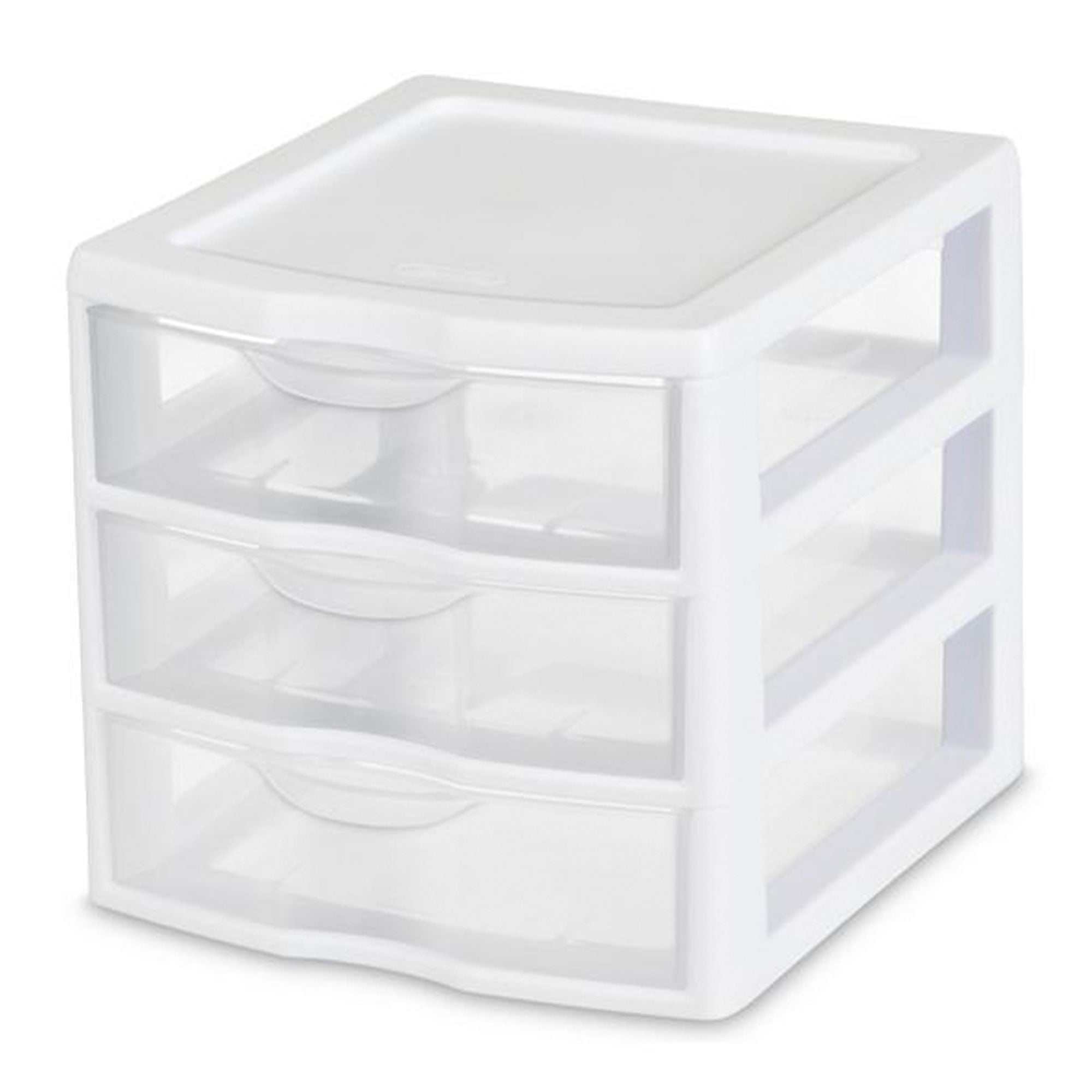 , 3 Drawer Clear Storage Bin, Desktop Drawer Storage Container, White