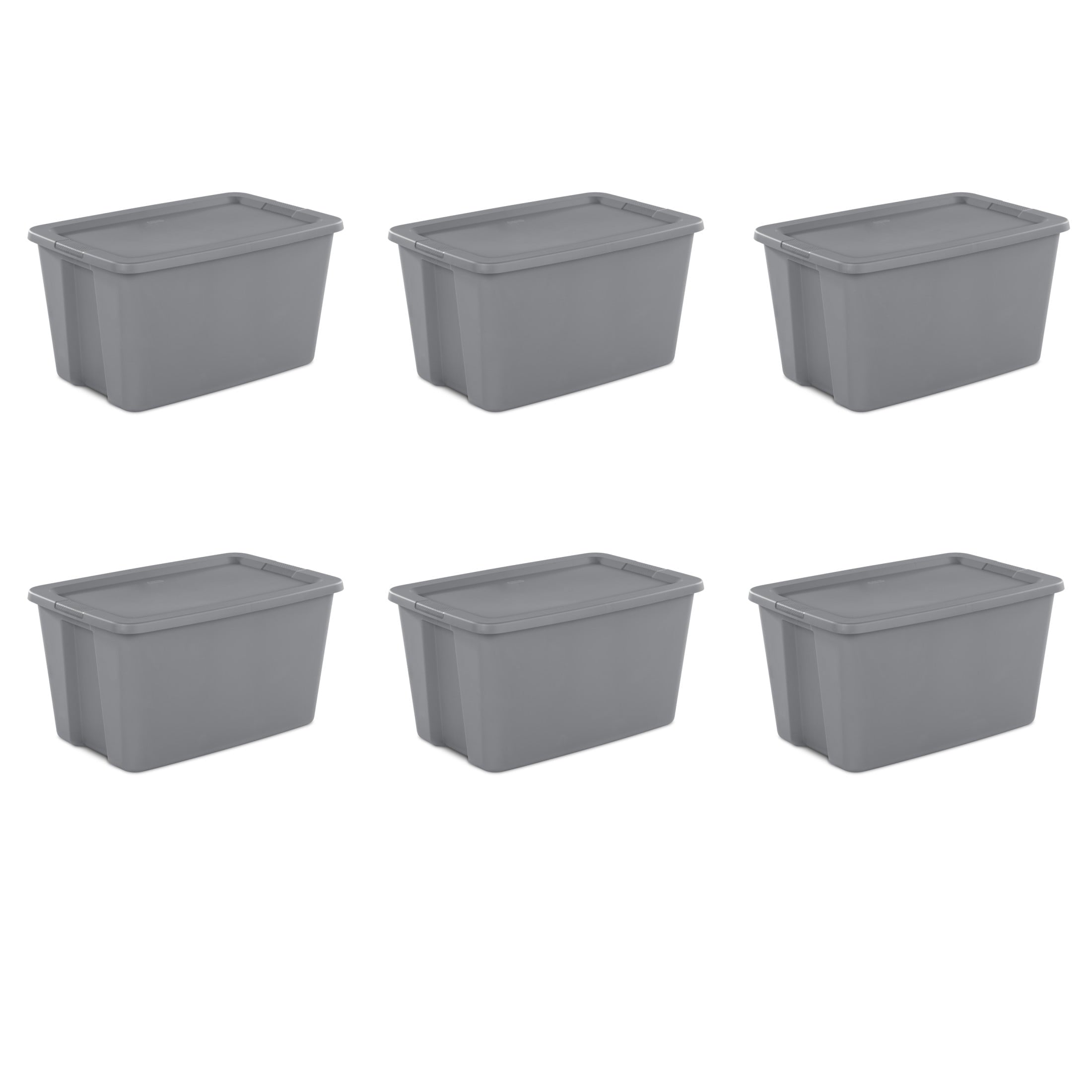 30 Gallon Extra-Large Storage Bin, Plastic Storage Container with Snap-On Lid, Gray