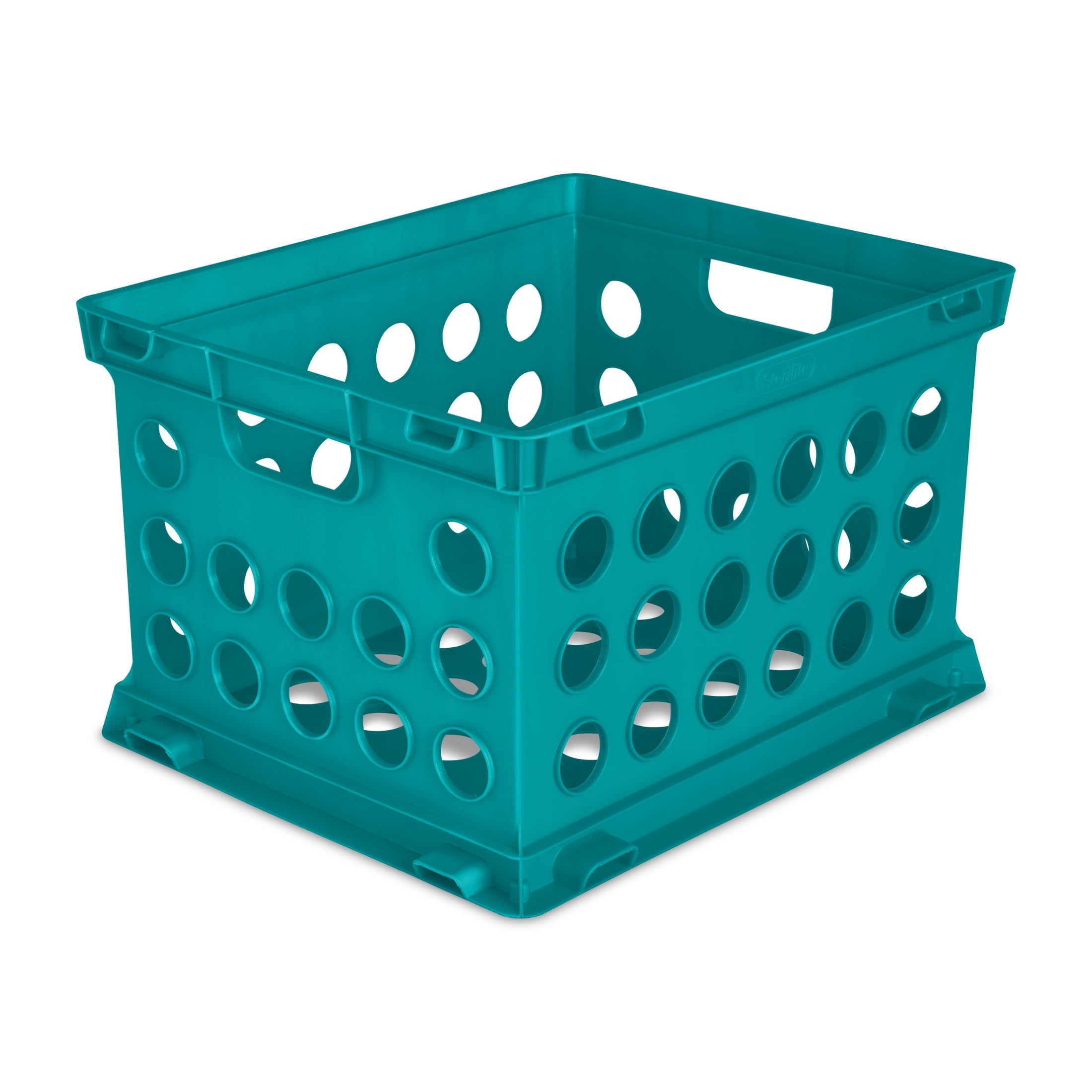 File Crate, Versatile Plastic Bin with Handles, Letter or Legal File Storage, Black, Standard Size
