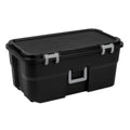 22 Gallon Large Wheeled Footlocker, Heavy Duty Plastic Storage Trunk Container, Lockable with Wheels and Handle, Black