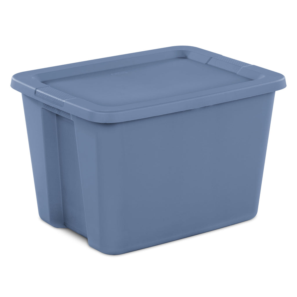 Large Storage Bin, 18 Gallon Plastic Storage Container with Snap-On Lid, Blue
