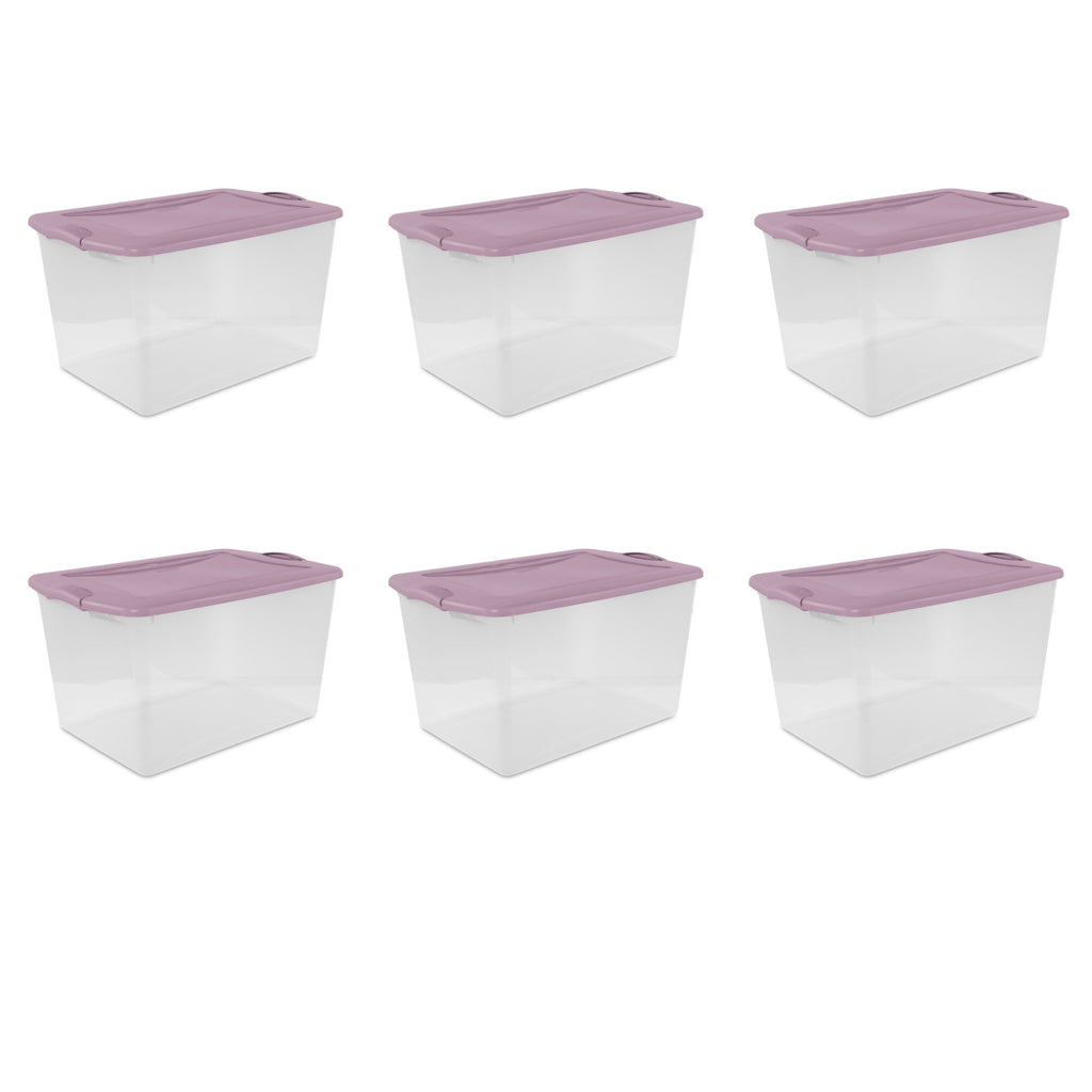 66 Quart Large Latching Storage Bin, Clear Plastic Storage Container with Latch Lid, Blue