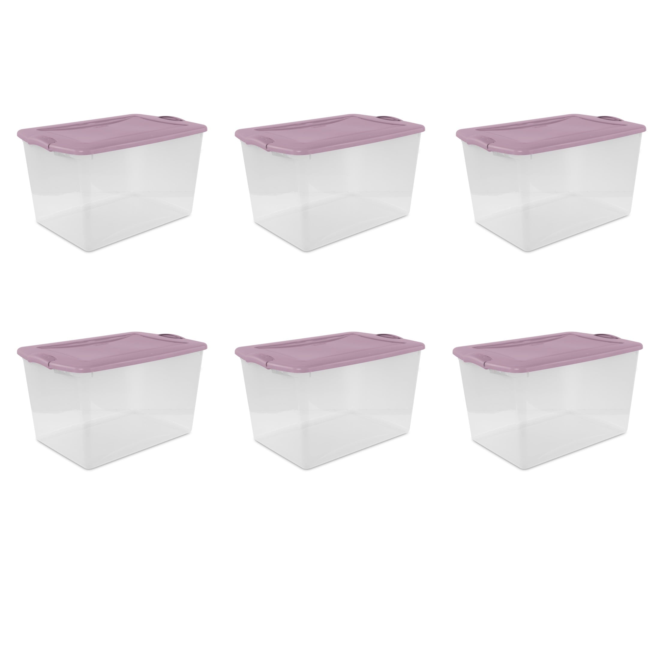 66 Quart Large Latching Storage Bin, Clear Plastic Storage Container with Latch Lid, Blue