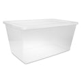 90 Quart Large Storage Bin, Clear Plastic Storage Container with Snap-On Lid, White