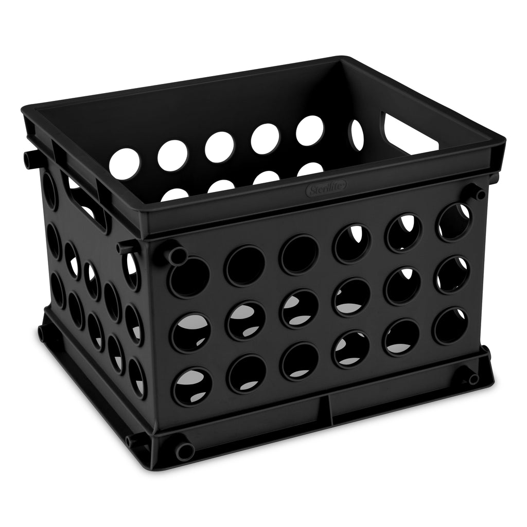 Mini Crate, Plastic Storage Bin, Black