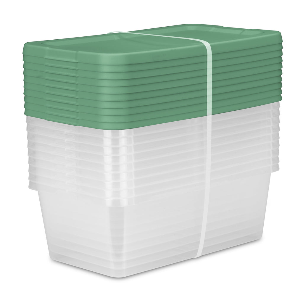 Set of (10) 6 Quart Small Storage Bins, Clear Plastic Storage Containers with Snap-on Lids, White
