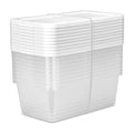 Set of (10) 6 Quart Small Storage Bins, Clear Plastic Storage Containers with Snap-on Lids, White