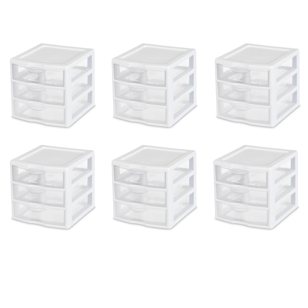 , 3 Drawer Clear Storage Bin, Desktop Drawer Storage Container, White