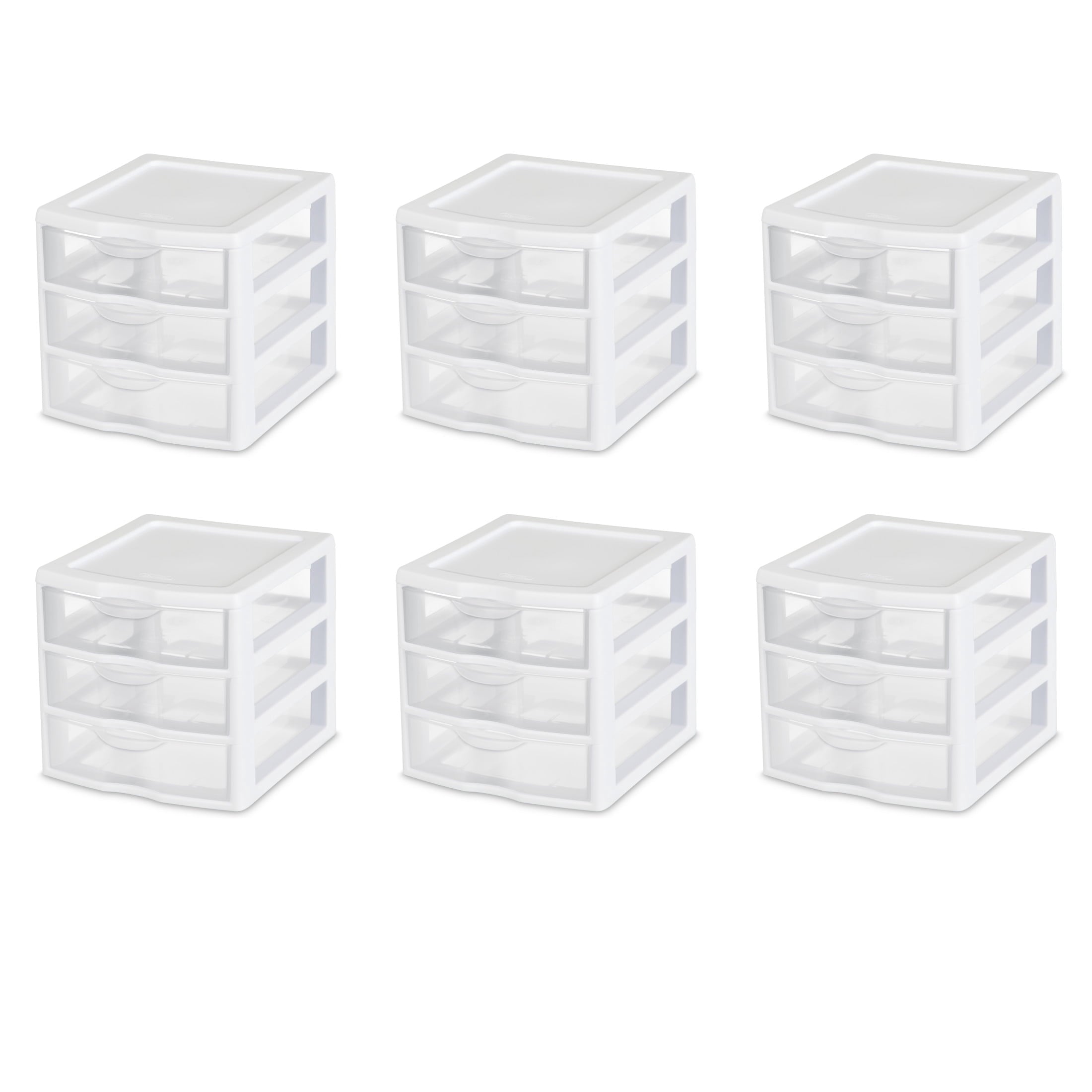 , 3 Drawer Clear Storage Bin, Desktop Drawer Storage Container, White