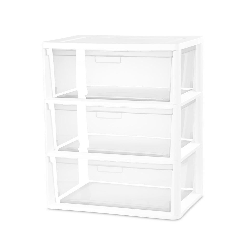 Medium 3 Drawer Tower, with Removable Clear Plastic Storage Bins, Tool-Free, Black