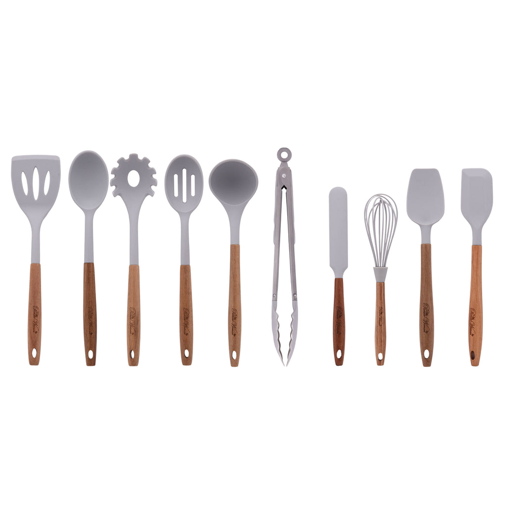 10-Piece Silicone and Acacia Wood Handle Cooking Utensils Set, Blue